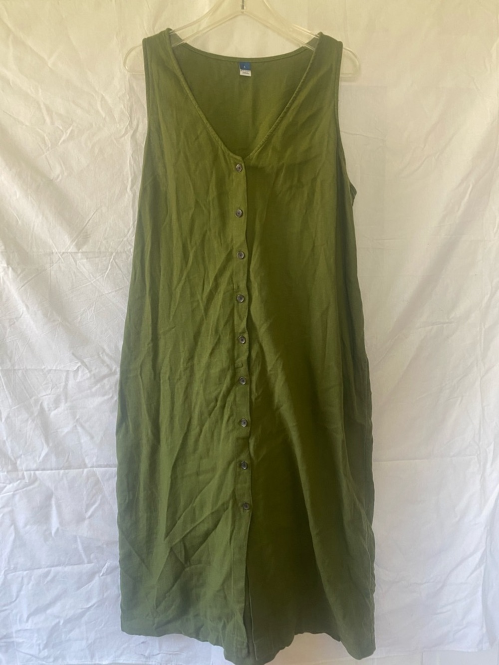 Old Navy Olive Button-Down Sleeveless Dress